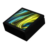 Blue and Gold Abstract Silk and Satin Rolls Gift Box