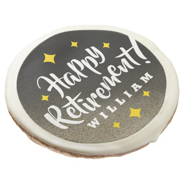 Fun Gold Glitter Stars Retirement New Adventures Sugar Cookie