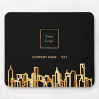 Logo black gold city skyline business real estate mouse pad