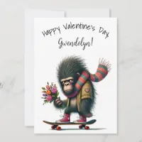 Funny Whimsical Gorilla Valentine's Day Flat Card