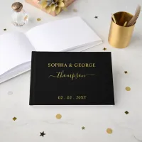 Elegant Modern Black and Gold Wedding Foil Guest Book