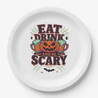 Eat Drink And Be Scary Halloween Design Creative S Paper Plates