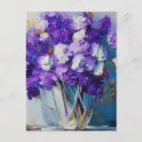 Pretty Vintage Purple Flowers Postcard