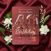 Glamorous Rose Gold Gemstone 40th Birthday Invitation