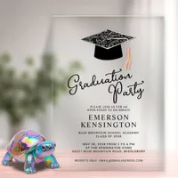 Cute Modern Cap and Tassel Graduation Party Acrylic Invitations