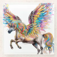 Colorful Pegasus Glass Coaster