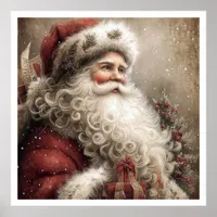 Vintage Santa Claus Illustration Style Poster