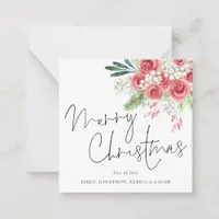 Mini Size | Winter Florals Merry Christmas Note Card