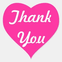 Hot Pink Thank You Heart Sticker