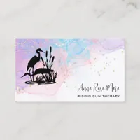 *~* AP46 QR Ethereal Beach Marsh Elegant 2 Heron   Business Card