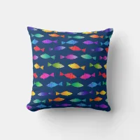 Rainbow fish in ocean cute colorful pattern  throw pillow