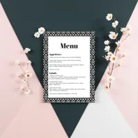 Modern Black and White Geometric Wedding Menu