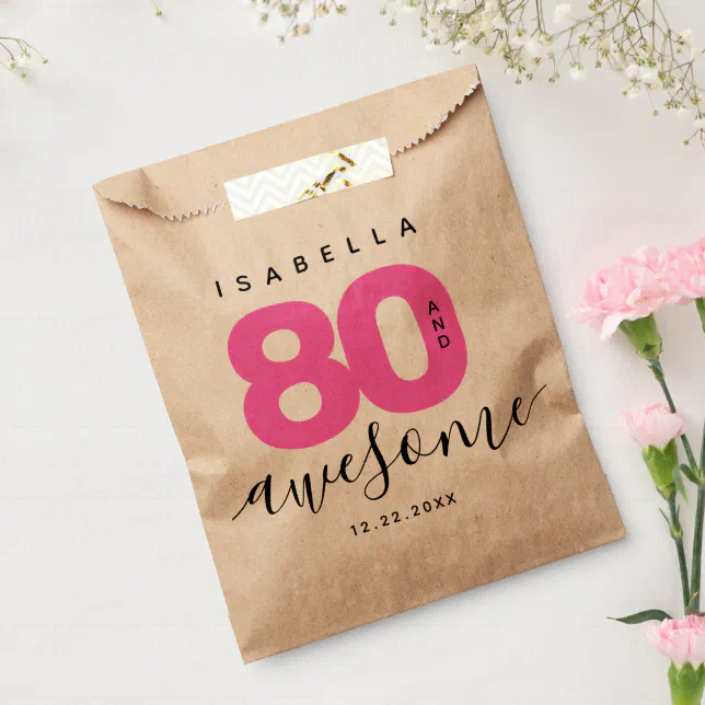 Modern Girly Pink 80 and Awesome Favor Bag