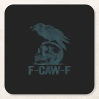 Crow F-Caw-F Retro Crow Lover Funny Square Paper Coaster