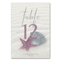 White Sands Starfish Wedding Plum/Steel Blue ID605 Table Number