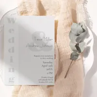 Modern Minimal Gray Black and White Chic Wedding Invitation