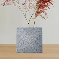 Elegant Ornate Vintage Gray Faux Bas Relief Ceramic Tile