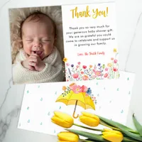 Watercolor Floral Spring Baby Shower Thank You Car