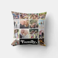 Photo Collage Retro Family 14 Pictures Throw Pillow