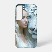 Mystical White Tiger and Woman   Samsung Galaxy S22 Case