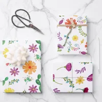 Colorful Watercolor Mexican Fiesta Flowers Wrapping Paper Sheets