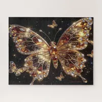 Bejeweled Topaz Butterfly on Black  Jigsaw Puzzle