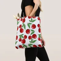 Red Cherries All Over Pattern Custom Tote Bag