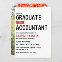 Red and White Virtual Graduation Photo Invitation