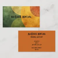Geometric Curves Design in Olive, Rust, Mustard Business Card