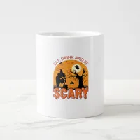 Eat Drink And Be Scary Halloween Scene Vintage Gra Giant Coffee Mug