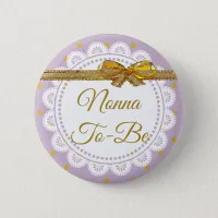 Nonna To Be Baby Shower Purple & Gold Button