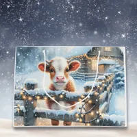 Cute Festive Cow Christmas Large Gift Bag