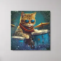 *~* TEAL Percussionist Cool Cat AP91 DRUMMER Canvas Print