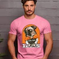 Black Orange Illustrated Cool Dog T-Shirt