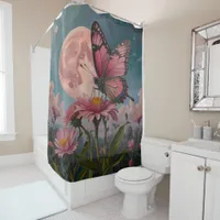 Moonlit Butterfly Nature bathroom Shower Curtain