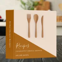 Wooden kitchen utensils Bridal Shower recipe 3 Ring Binder