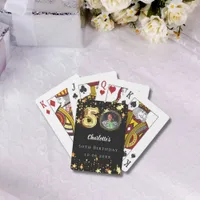 50th birthday black gold stars photo poker cards