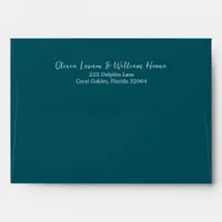 Teal Script Return Address Wedding Envelope
