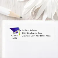 Graduation Class of 20XX Blue Cap Return Address Label