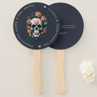 FLORAL SKULL Halloween Party Family Name Custom Hand Fan