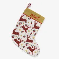 Plaid Reindeer Personalized Christmas Stocking