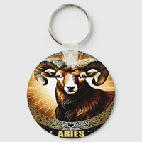 Aries astrology sign keychain