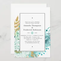Mint Watercolor Floral Wedding Rehearsal Dinner Invitation