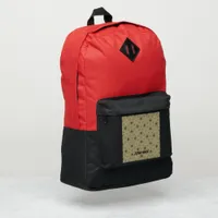 Monogram Name Black and Beige pattern | Red  Port Authority® Backpack