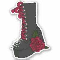 Punk Black Red Cartoon Boot Rose Vinyl Sticker