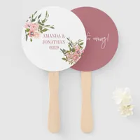 Watercolor floral Blush and Rose Gold Wedding Hand Fan
