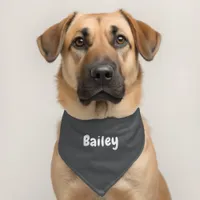 Custom Personalized Name Minimal Dark Grey Pet Bandana Collar