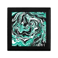 Turquoise, Black and White Marble Fluid Art  Gift Box