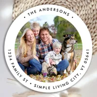 Return Address Simple Custom Family Photo Classic Round Sticker