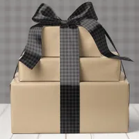 Gray And Black Buffalo Plaid Christmas Satin Ribbon